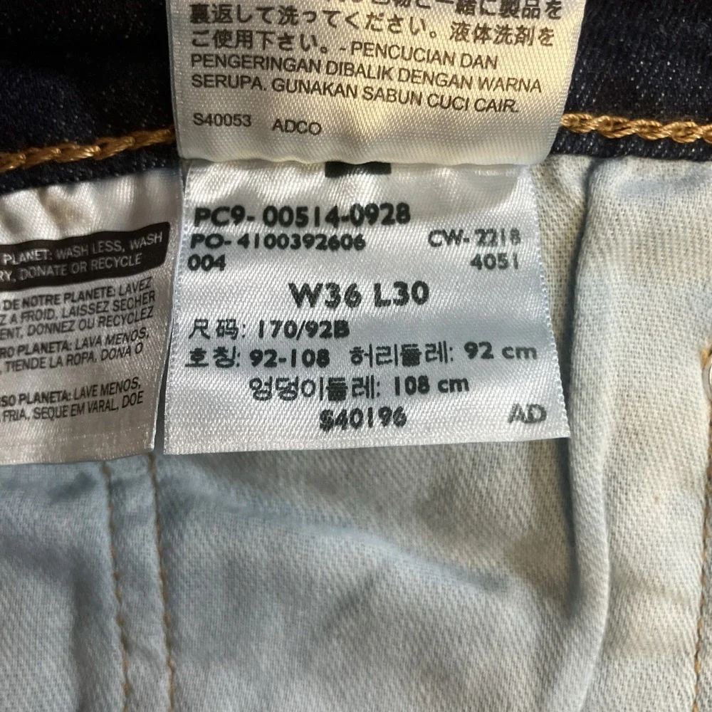 Levi's 514 Jeans Mens 36x30 Straight Fit Dark Wash Stretch Denim Pants